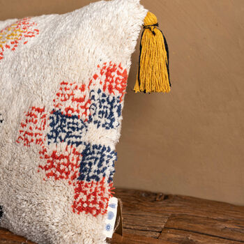 Warli Recycled Hand Tufted Cotton Cushion Cover 01, 5 of 7