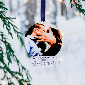 Personalised 1st Christmas Engaged Couples Decoration, 6 of 8