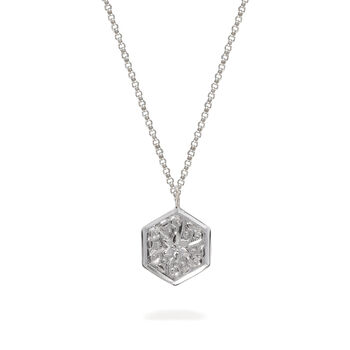 Flower Hexagon Amulet Necklace Sterling Silver, 4 of 9