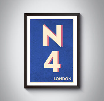 N4 Finsbury Park, Harringay London Postcode Print, 12 of 12
