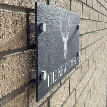 Personalised Stag Slate House Number Sign, 2 of 2