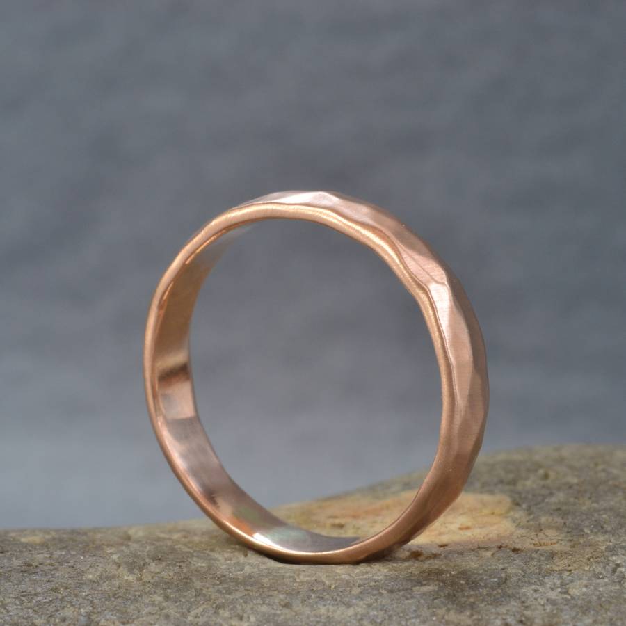 handmade rose  gold  hammered  wedding  ring  by muriel lily 