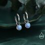Sterling Silver Dangling Blue Opal Hoop Earrings, thumbnail 1 of 12