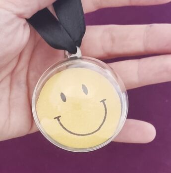 Personalised Smiley Face Fill Me Up Bauble, 6 of 8