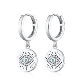 Evil Eye Charm Hoop Earrings, 6 of 6