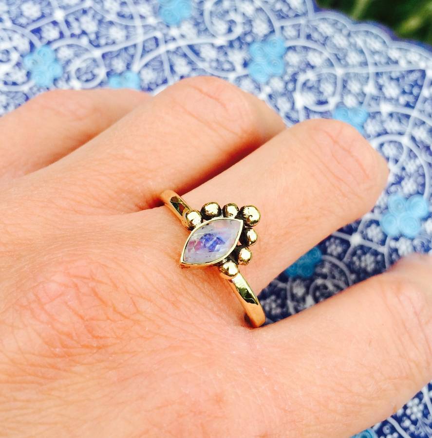 marquise shape gypsy moonstone ring by amelia may