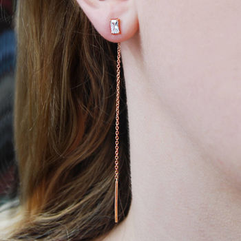 Multi Gemstone Gold Plated Birthstone Threader Earrings, 2 of 4