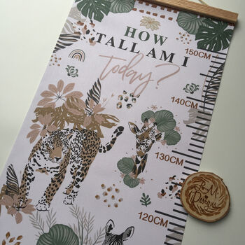 Personalised Jungle Animal Print Height Chart, 2 of 6