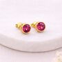 Gold Plated Sterling Silver October Tourmaline Birthstone Stud Earrings – 7mm, thumbnail 1 of 6