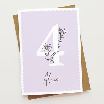 Floral Fourth Birthday Card, 3 of 7