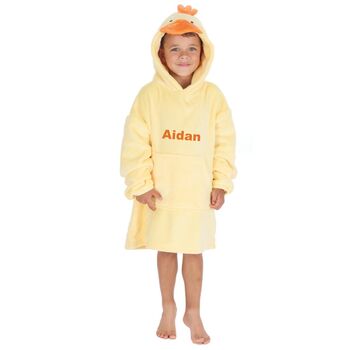 Personalised Gift Kids Novelty Duck Plush Hoodie Fleece, 3 of 5