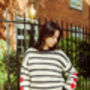 Cream Black Stripe Heart Sleeve Jumper, thumbnail 2 of 5