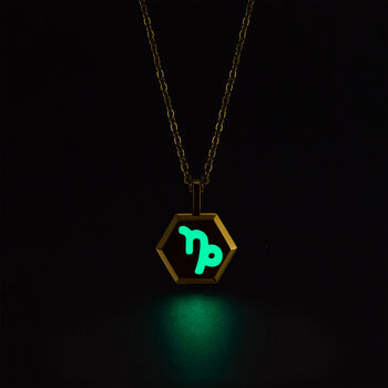 Capricorn Zodiac Glowing Pendant Necklace With Uv Keyring Torch, 10 of 12