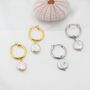 Sterling Silver Coin Baroque Pearl Dangle Creole Hoop Earrings, thumbnail 8 of 12