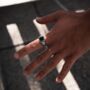 Men's Silver Black Quartz Gemstone Signet Ring, thumbnail 2 of 12