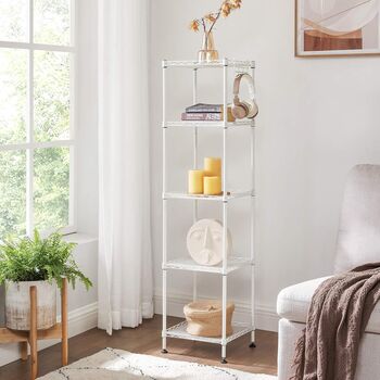 Five Tier Bathroom Storage Rack With Hooks, 3 of 9