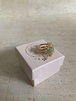 Gold Adjustable Sun Ring Mint Green, 5 of 6