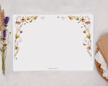 A4 Landscape Letter Writing Paper With Autumn Flower Design, 2 of 5