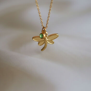 Gold Dragonfly Necklace With Birthstone, 7 of 10
