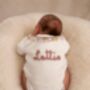 Personalised Floral White Frill Name Cardigan,Baby Girl Gift, thumbnail 1 of 7
