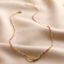 Rainbow Beaded Feather Charm Necklace In Gold Plating, thumbnail 5 of 6