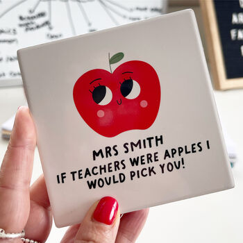 Personalised Apple Teacher Coaster Thank You Gift, 2 of 2