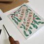 Luxury Linocut Mistletoe Christmas Art Card, thumbnail 5 of 7