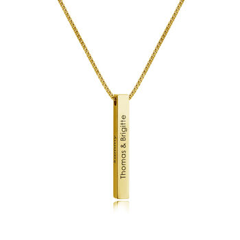 Personalised Laser Engraved 3D Rectangle Bar Necklace, 4 of 8