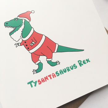 Funny Dinosaur Christmas Card Tysantasaurus Rex, 2 of 3