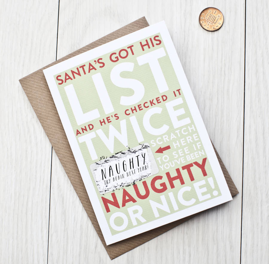 Scratch Off 'Naughty Or Nice' Christmas Card By Here's To Us ...