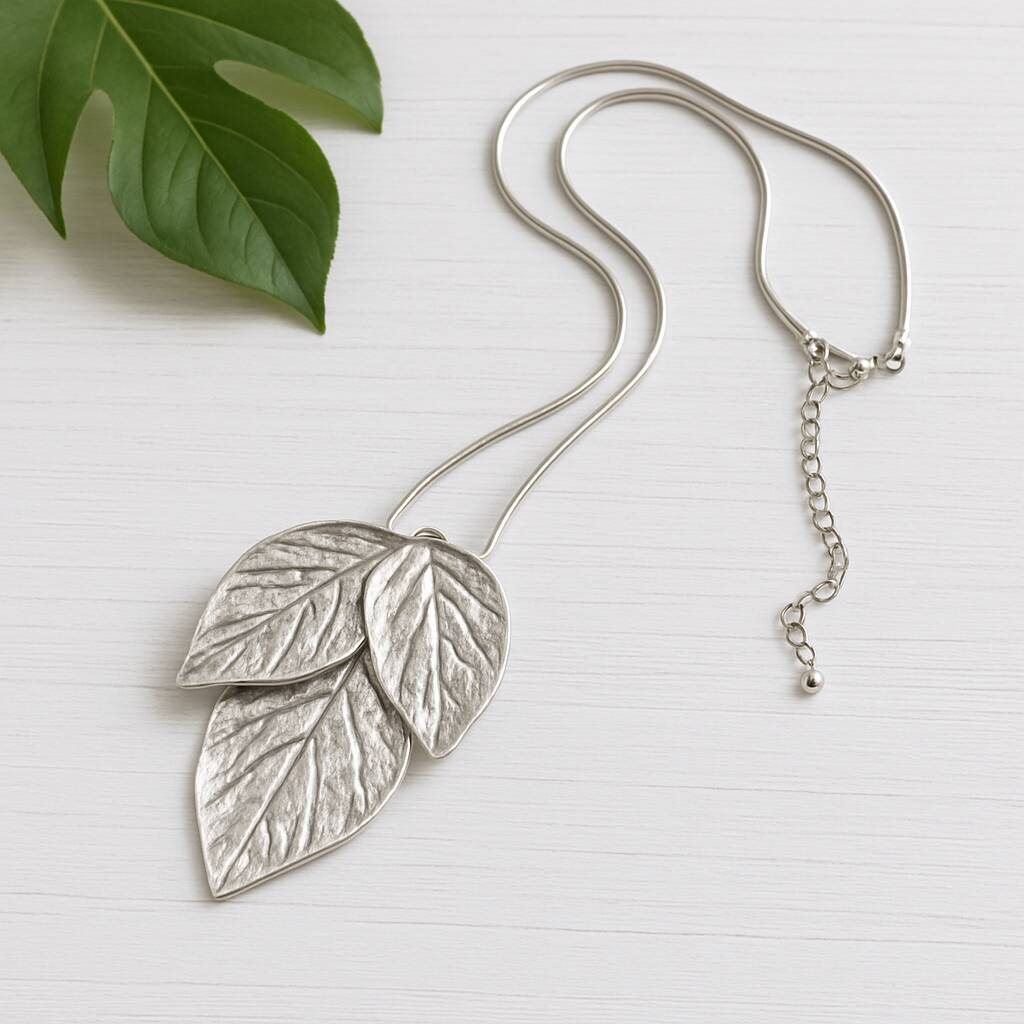 Long Statement Leaf Pendant Necklace, 1 of 5