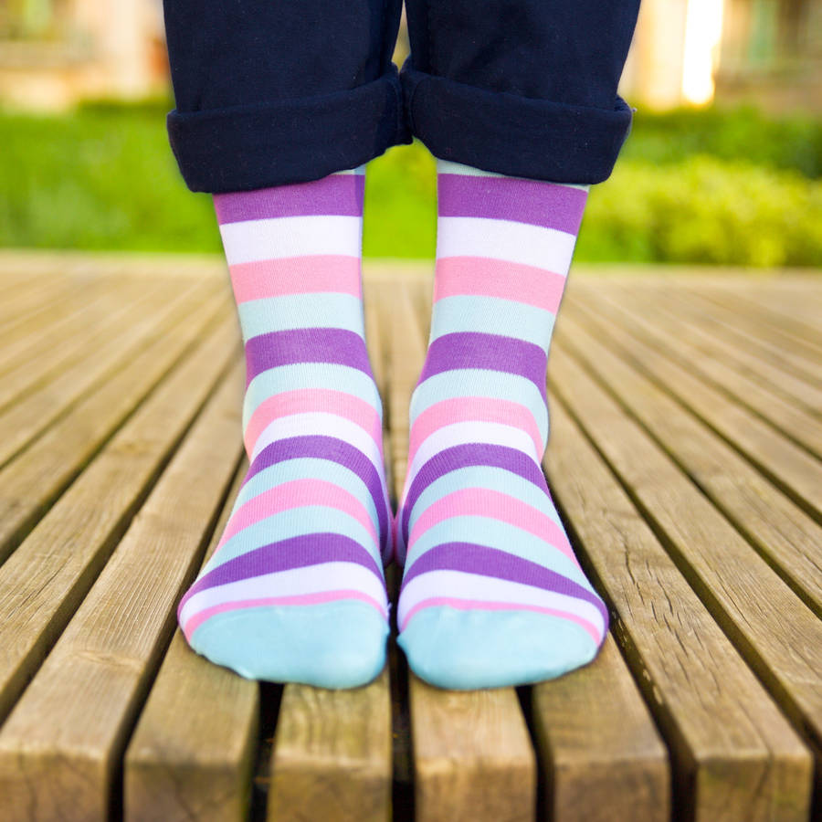 pink and purple stripe sock by bryt | notonthehighstreet.com