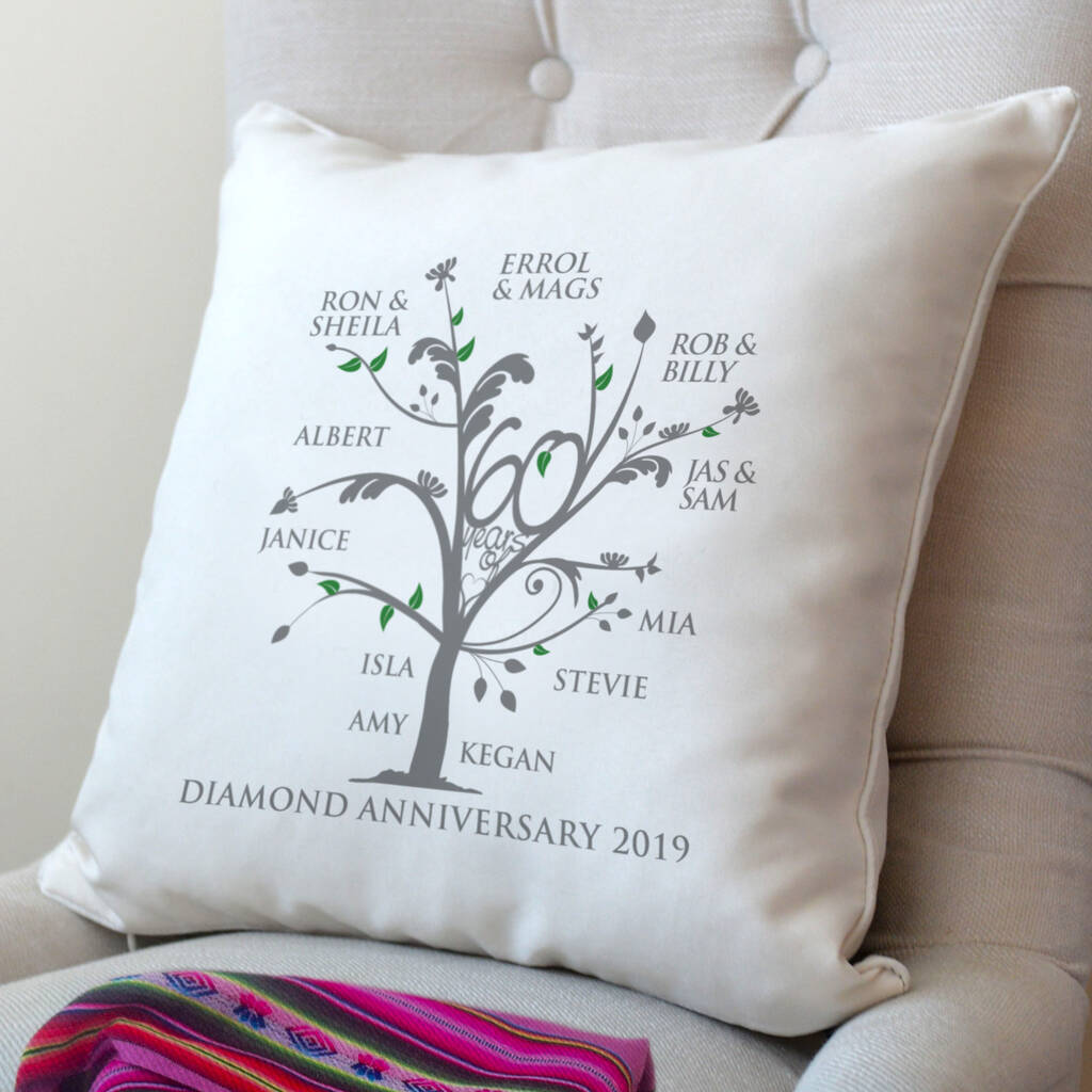 Personalised Diamond Anniversary Family Tree Cushion, 1 of 5