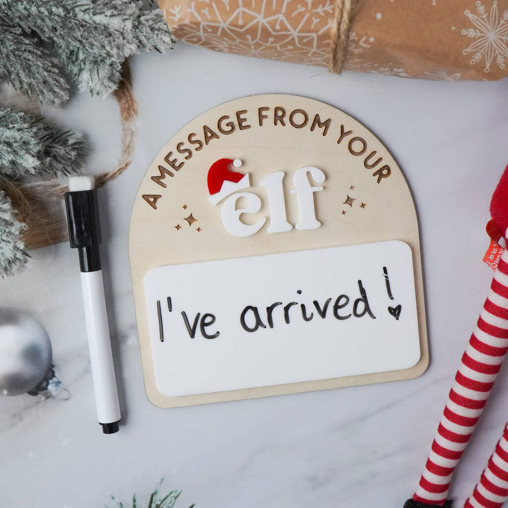 Reusable Elf Message Board Sign With Whiteboard Pen, 1 of 9