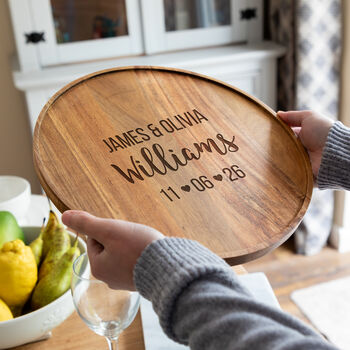 Personalised Wedding Or Anniversary Serving Board Acacia Wood Gift, 5 of 5
