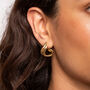 Wave Gold Hoop Earrings In 18 K Gold Plated Vermeil, thumbnail 2 of 7