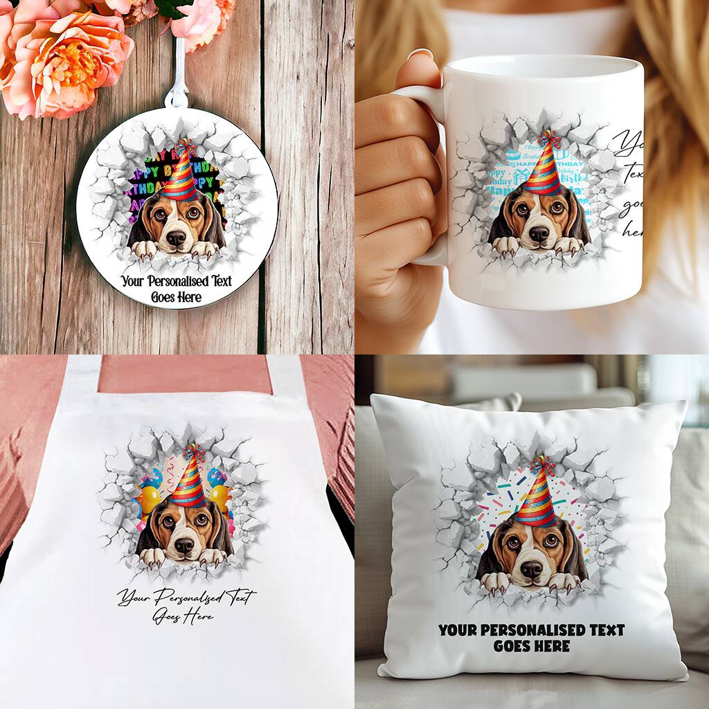 Personalised Beagle Birthday Break Through Dog, 1 of 8