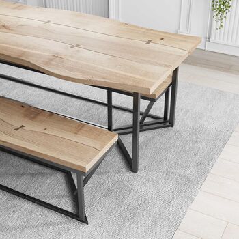London Solid Live Edge Oak Industrial Dining Table, 2 of 9