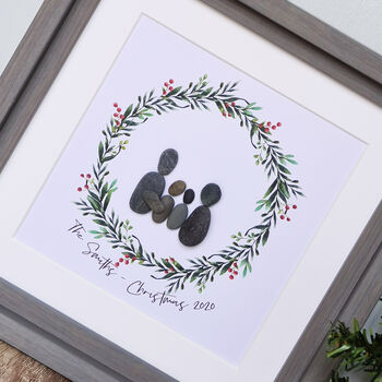 Personalised Christmas Wreath Pebble Family, 3 of 5