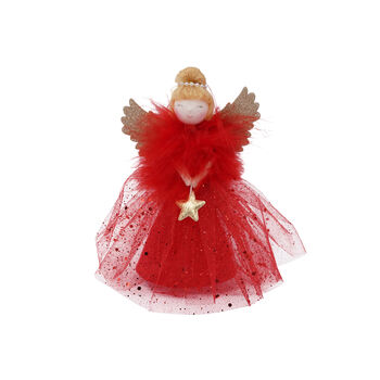 Small Light Up Red Angel Christmas Tree Topper, 7 of 8