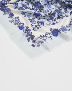 Blue Ditsy Folk Square Scarf, 5 of 5