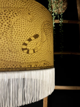 White Leopard Walk Silhouette Lampshades With Fringing, 4 of 12