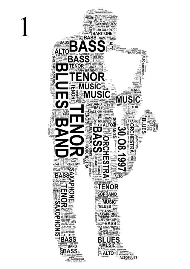 saxophone or violin player personalised print by unique word art