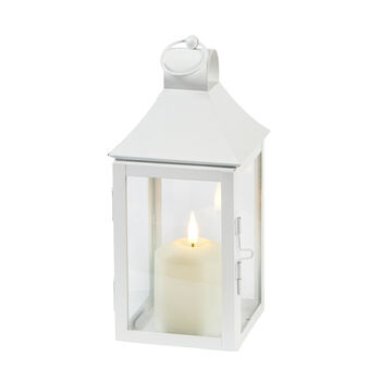 25cm Outdoor White Metal Tru Glow® Candle Lantern, 3 of 3