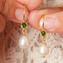 Pearl And Emerald Drop Earrings, thumbnail 7 of 11