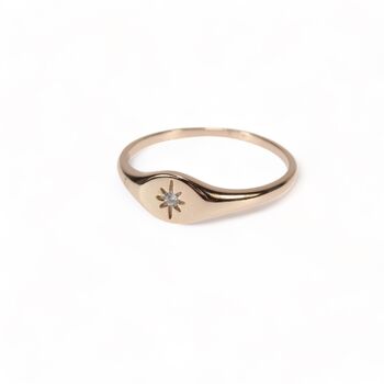 Star Signet Rings , Cz Rose Or Gold Vermeil 925 Silver, 4 of 9