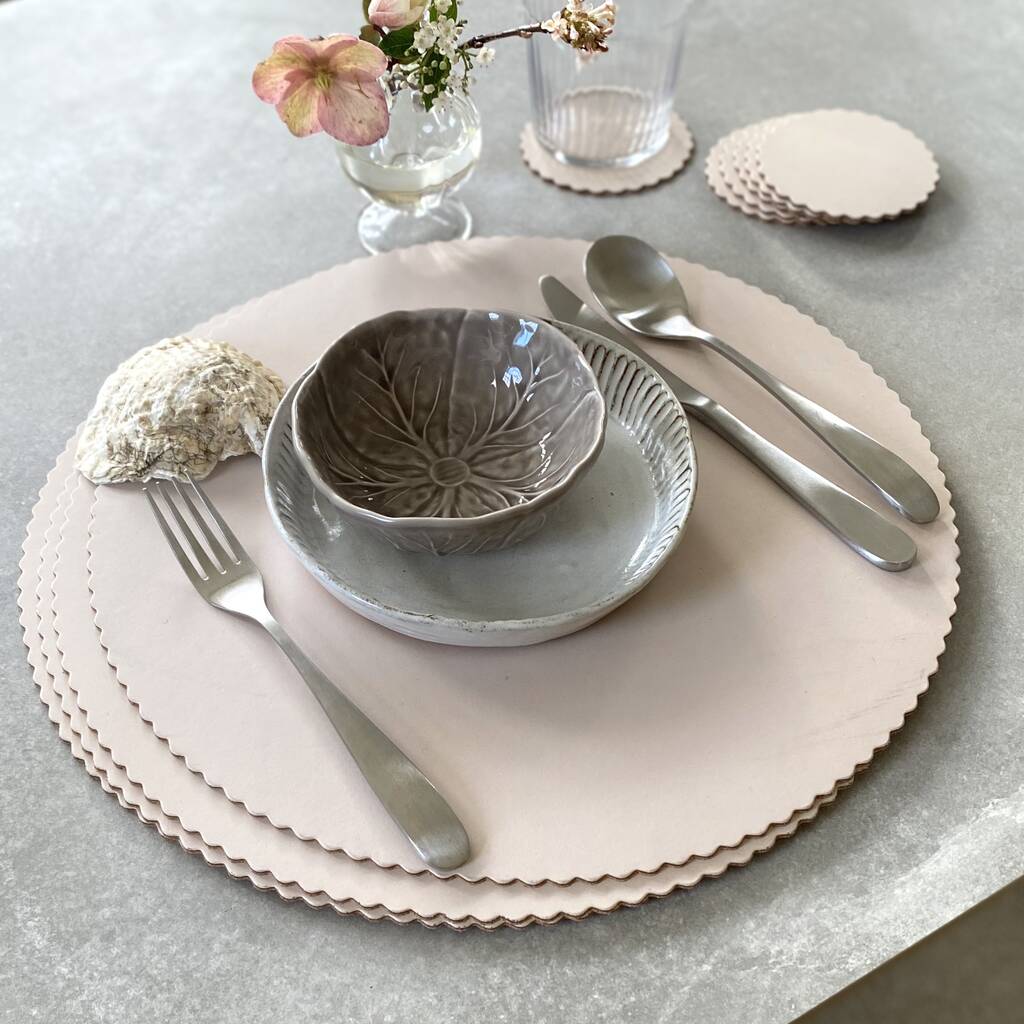 Scalloped Recycled Large Leather Placemats, 1 of 4