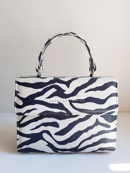 Leather Animal Zebra Print Crossbody Handbag, 4 of 12