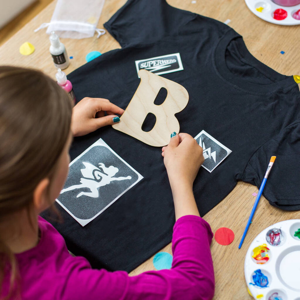 Personalised Kids Black T Shirt Painting Craft Kit, 1 of 9