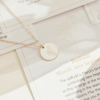 Personalised Round Birth Flower Pendant Necklace, 6 of 9